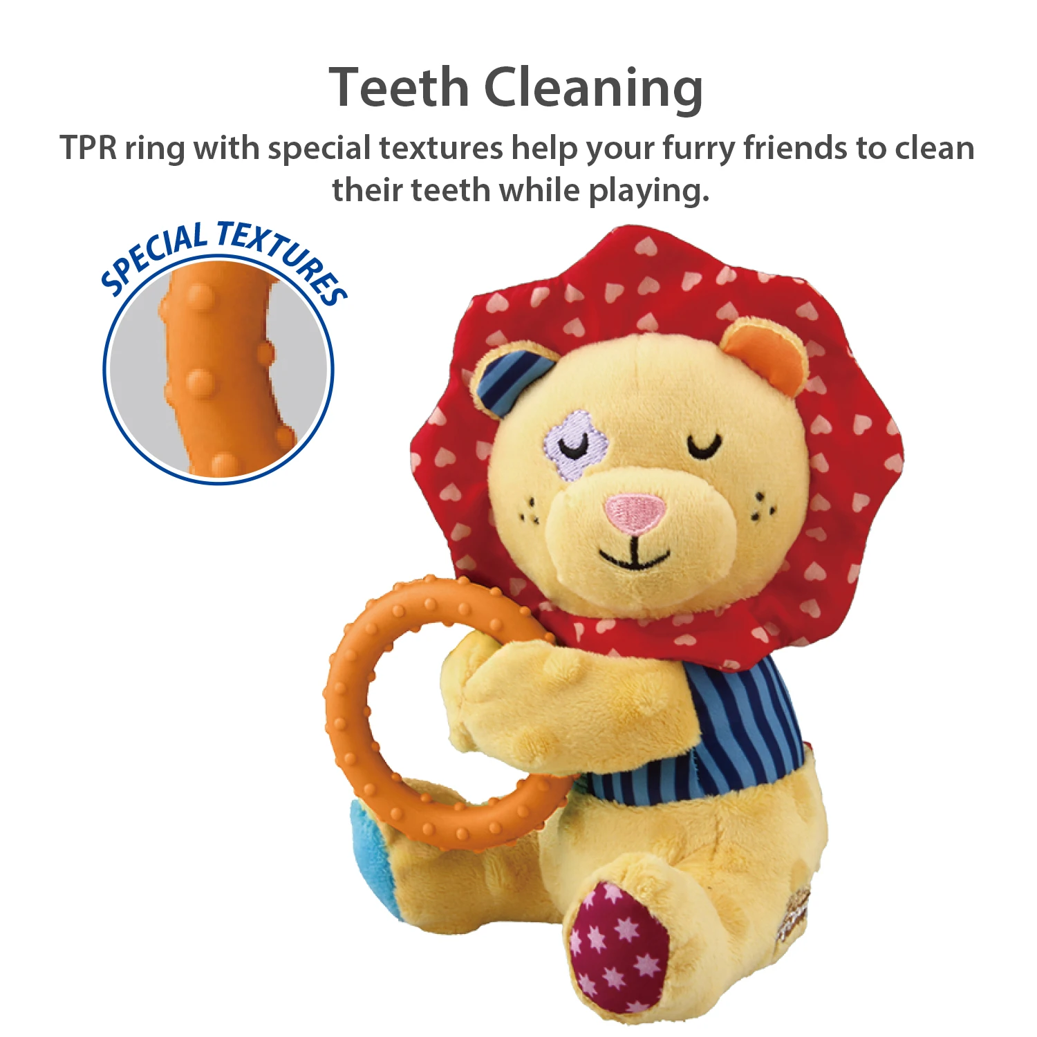 2022 Pet products top seller Plush Friendz with squeaker and TPR ring plush dog chew toy stuffed toy for dogs