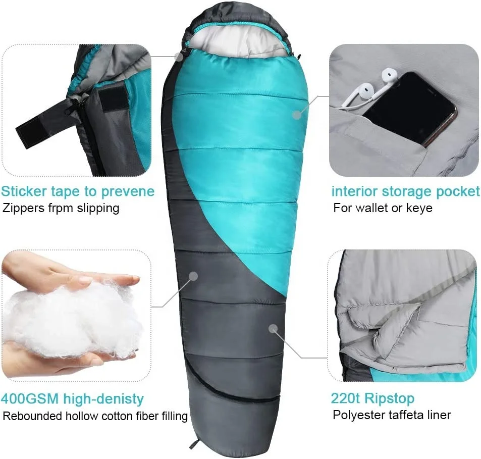 2022 Waterproof Windproof Envelope Sleeping Bag with Compression Camping Gear for Outdoor sleeping bag
