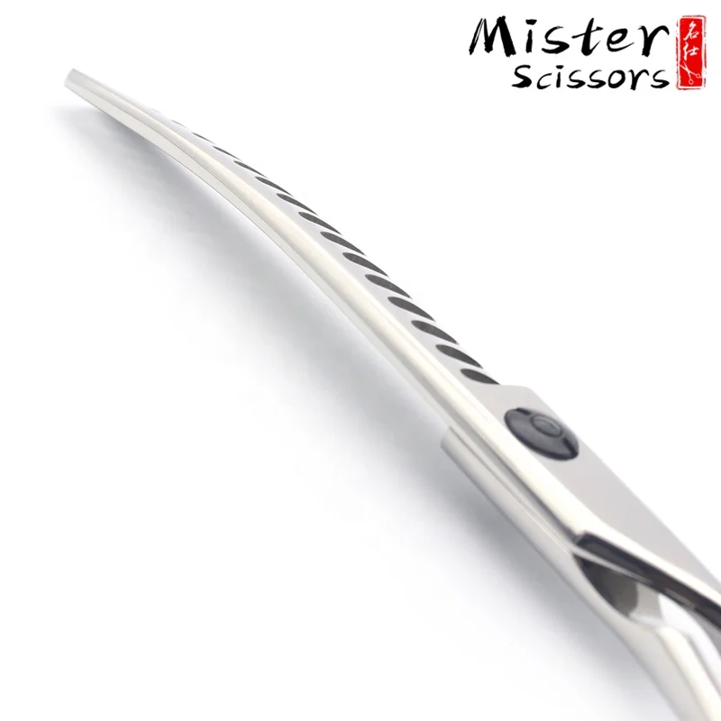 High Quality SUS440C Stainless Steel Pet Grooming Curved Thinning Scissors 6.5 Inch Fishbone Teeth