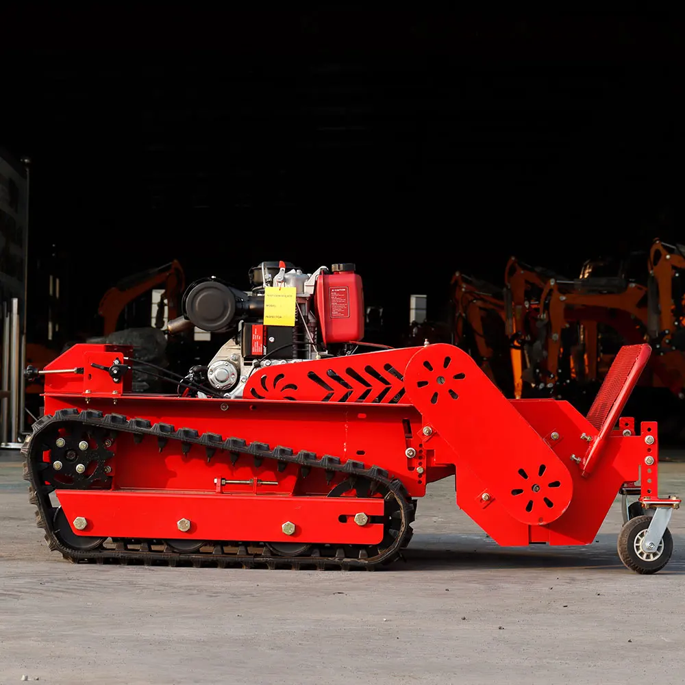800mm Mowing Width Diesel Engine 192F Professional Robot Crawler Lawn Mower RC Brush Cutter for Agriculture