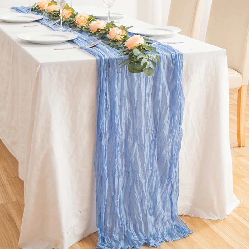 Colors 71inch long Cheese Cloth Boho Gauze Table Runner for Wedding Birthday Holiday Party Rustic Sheer Table Decorations