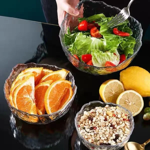XL Glass Irregularity Mixer Bowl Sustainable Transparent Salad Fruit Dish Bowls Soup Glass  Glass Bowl