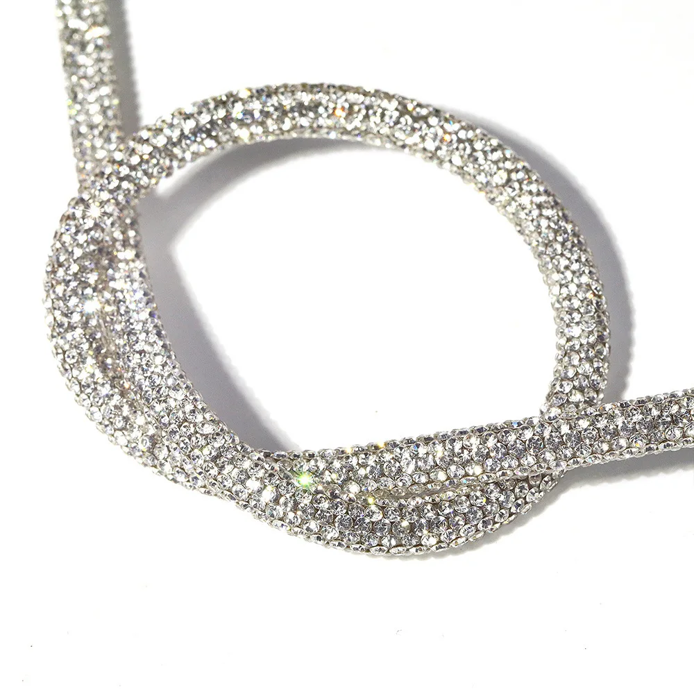 Hot Repair Glass Rhinestones Decorative Strip Rhinestones Accessories Circular Water Diamond Rope Sewing Clothing Accessories