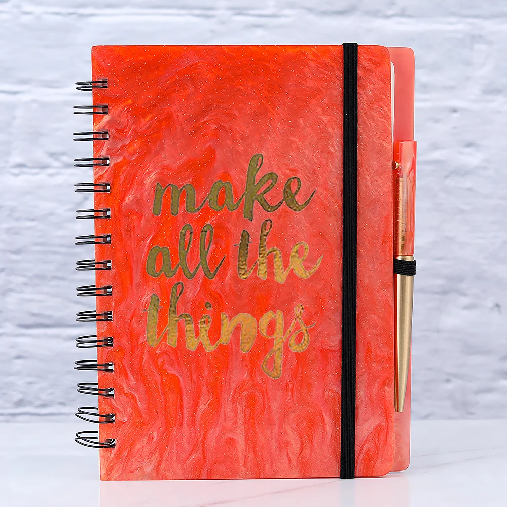 fashion acrylic custom notebook gift set cute custom notebook with pen