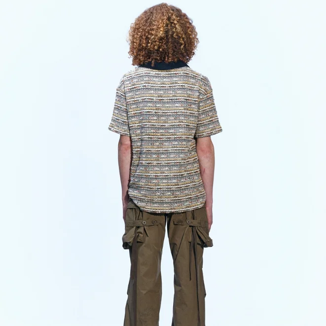 2023 spring summer new fashion custom logo all-match casual jacquard knitwear polo knitted short-sleeved T-shirt for men