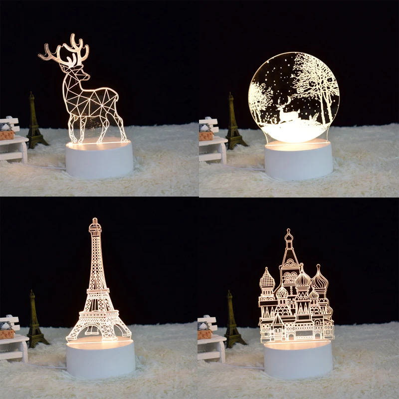 Acrylic  High quality 3d bedside night light abs base usb cable accessories desk lamp  1 buyer