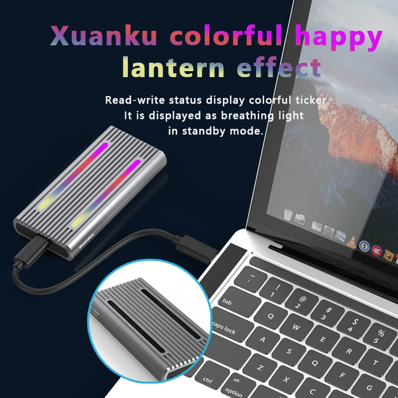 Factory Direct Sales Dual protocol Sata/Nvme tool free heat-proof Portable M.2 SSD Enclosure
