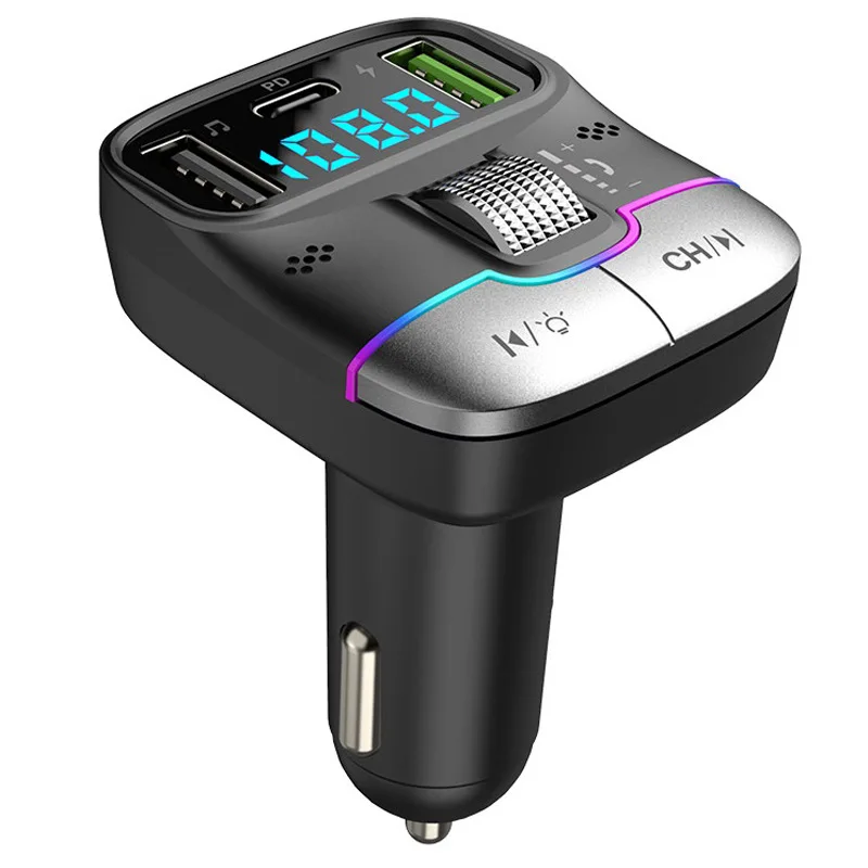 GZ01 FM металлическое роликовое колесо Pd 25 Вт Громкая связь Bluetooth 5,3 автомобильный комплект Dual Usb Автомобильное зарядное устройство Mp3 плеер Fm передатчик