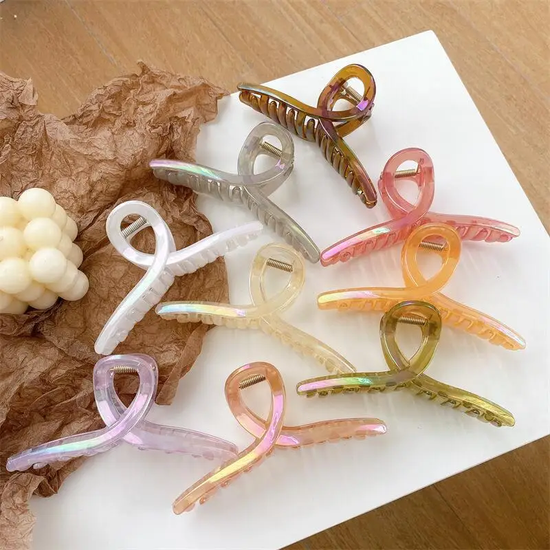 13cm Simple Style Large Hair Dress Elegant Solid Acrylic Resin Plastic Colourful Coating Film Hair Claw Clip for Women and Lady
