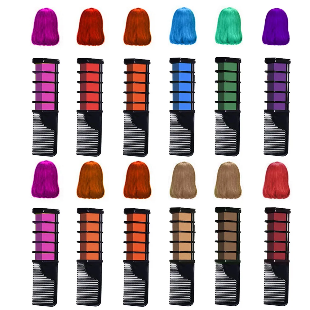 Birthday Party Cosplay Hair Color Dye Washable  DIY 12 colors Hair Chalk Comb temporary hair color dye for girls