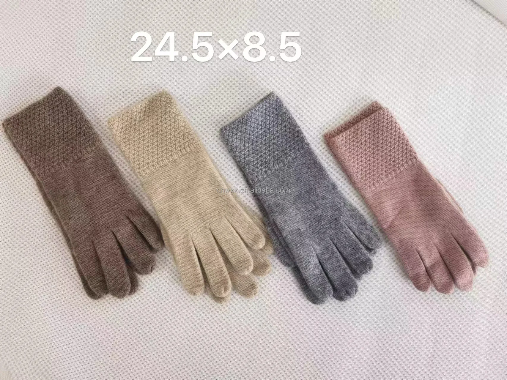 Custom 100% Pure Cashmere Fingerless Gloves Winter Thermal Woolen Mittens for Men and Women