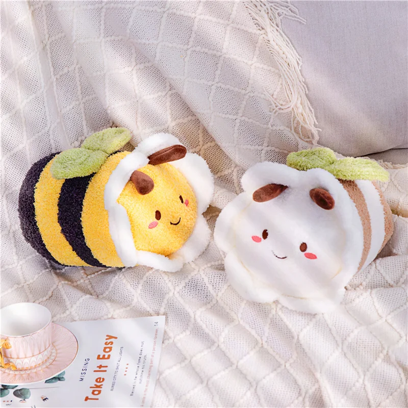 Cute Soft Home Decor Flower Honey Plush Toy Lovely Hornet Bee Stuffed Soft Dolls Hug Bee Pillow Gift For Girl Boy