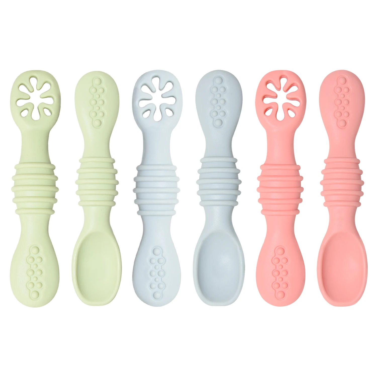 BHD BPA Free Soft-Tip First Stage Feeding Silicone Baby Training Weaning Spoons for Kids Toddlers Infants