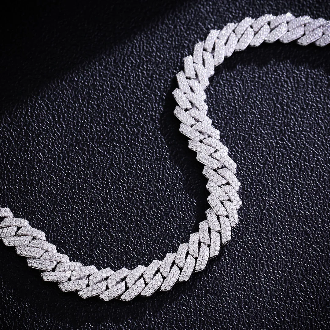 22 inches Width 8 mm 925 Sterling Silver Cuban Necklace moissanite cuban chain  Hip Hop Anniversary Gift  cuban link chain