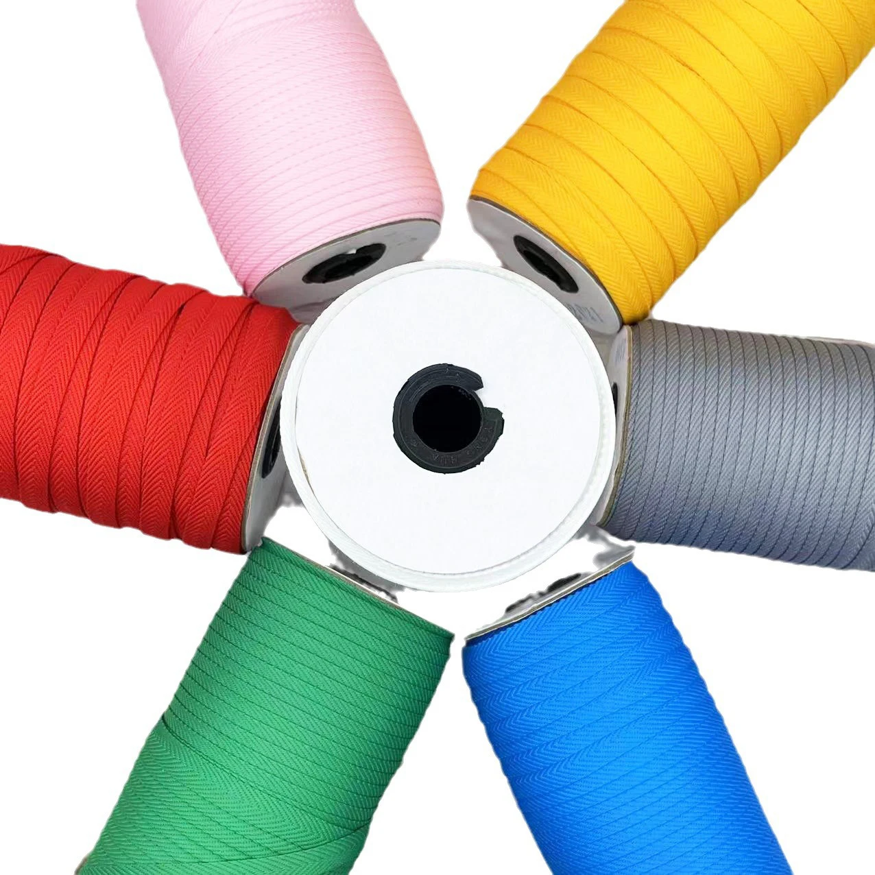1cm Cotton Ribbon Eco-Friendly Custom Logo Colorful Twill Webbing Cotton Herringbone Tape Ribbon