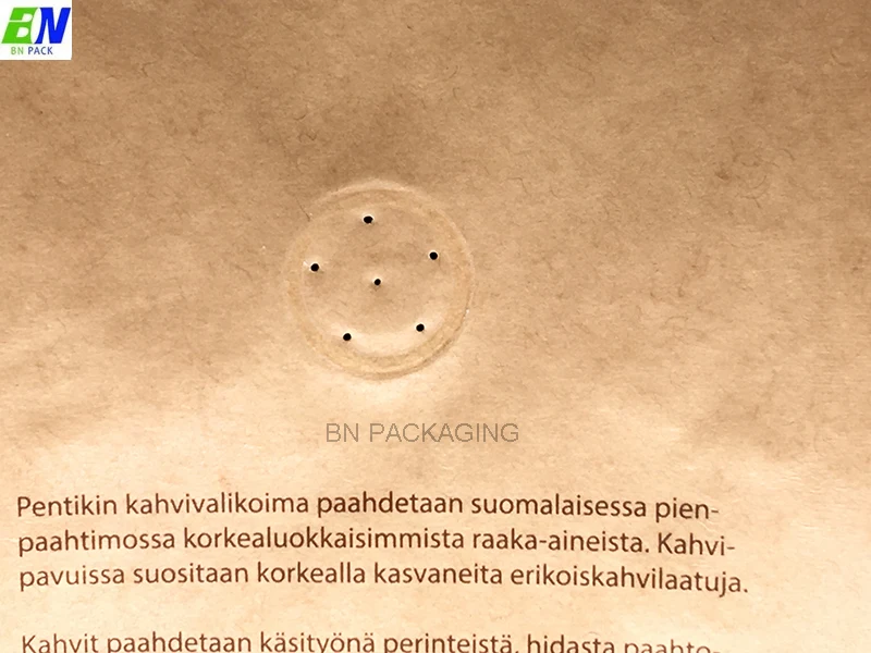 Custom logo Kraft paper+PLA biodegradable box bottom pouch bags with compostable valve