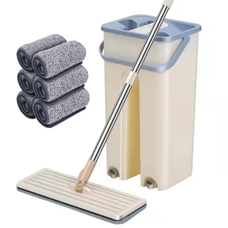 2022 Hot Sale Dust Microfiber Cleaning Squeeze Magic 360 Spin Floor Flat Mop and Bucket Set with Big