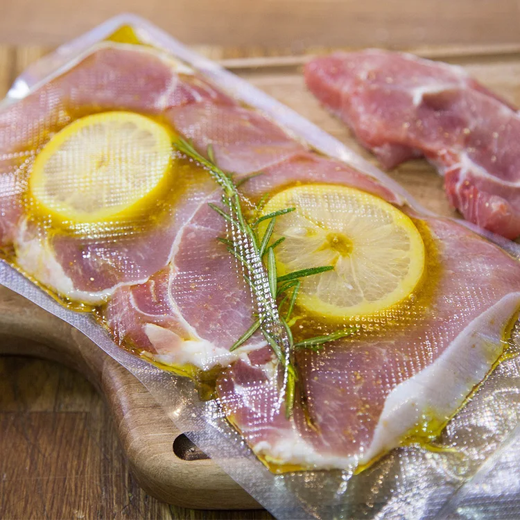 Vegetables Meat Seal Heat Food Grade Clear Sealer Bags For Food Customized Meat Vacuum 3 Side Seal Bag