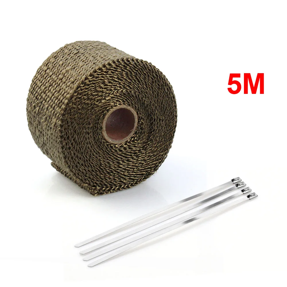 5m 10m Glassfiber Motorcycle Exhaust Pipe Thermal Heat Tape Wrap Roll Heat Insulating Wrap
