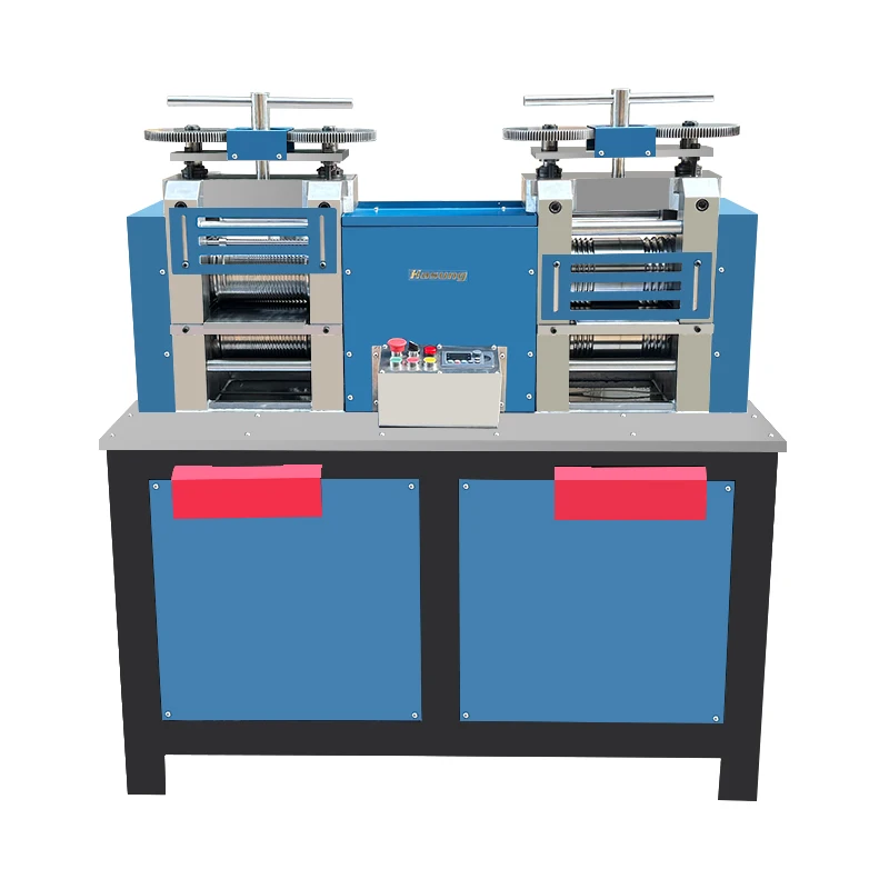 Double Speed Laminating Equipment Jewellery Gold Silver Wire Pressing 10HP Double Head Electric Wire Rolling Mill Machine