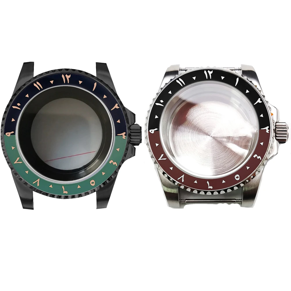 PVD 316L Stainless Steel silver black Waterproof Sapphire Arabic Number NH36 NH35 Movement Watch Case
