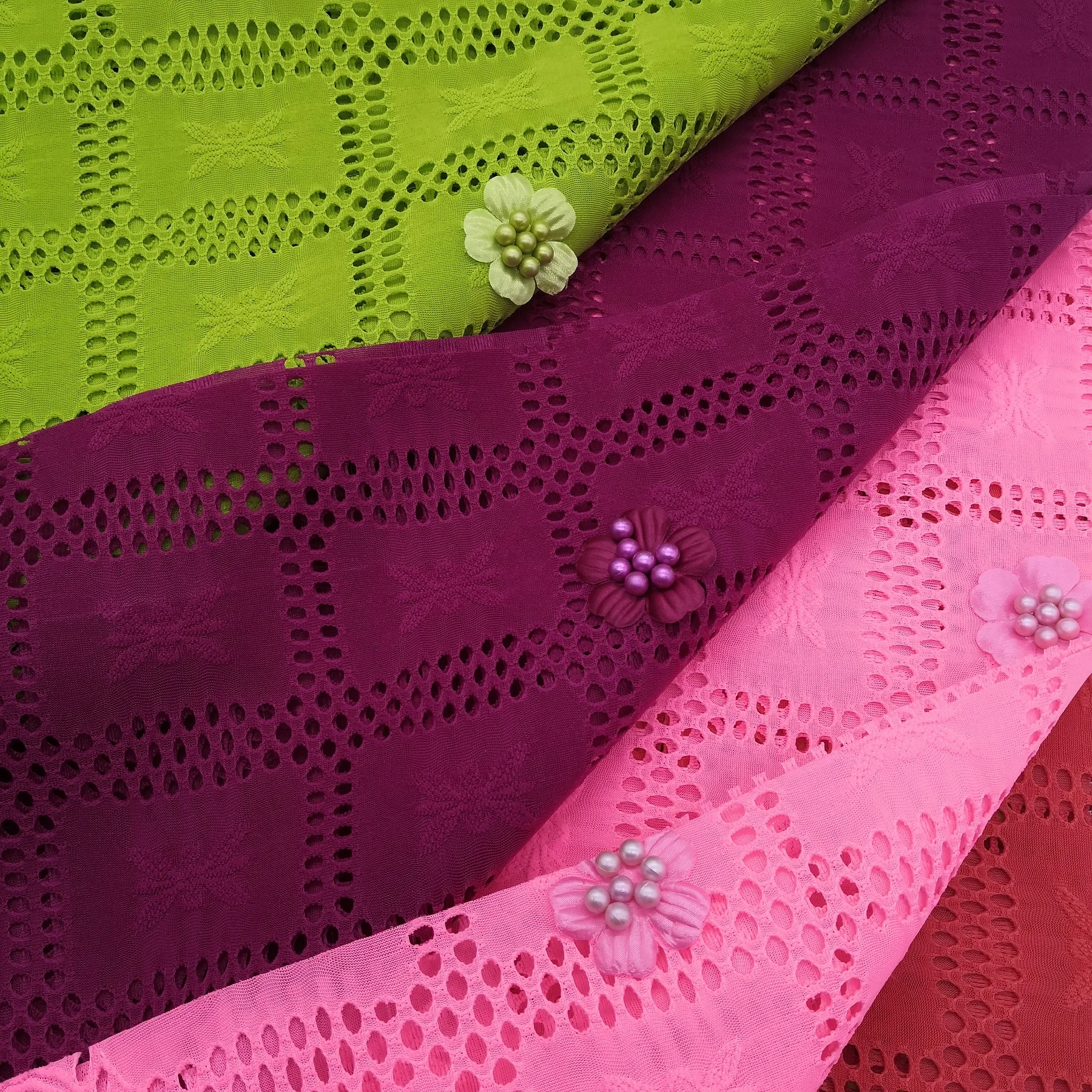 hot-selling african style bead mouth embroidery dry lace fabric long dress fabric cord lace fabric