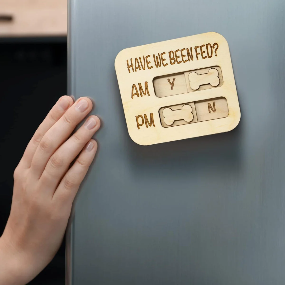 Dog Feeding Tracker AM PM Reminder Slider Wooden Craft for Wood Boxes & Wall Signs for Scheduling Feedings