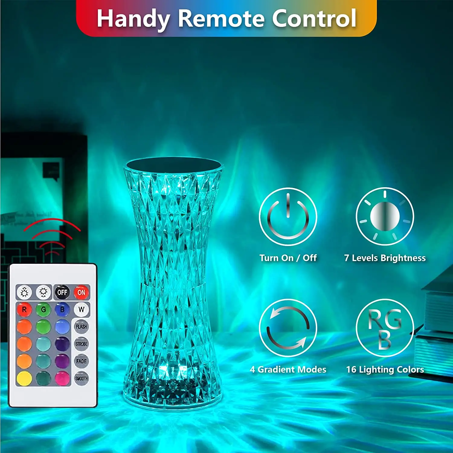 16 Colors Modern Simple Crystal Small Waist Rose Light Party Atmosphere Light Touch table lamp