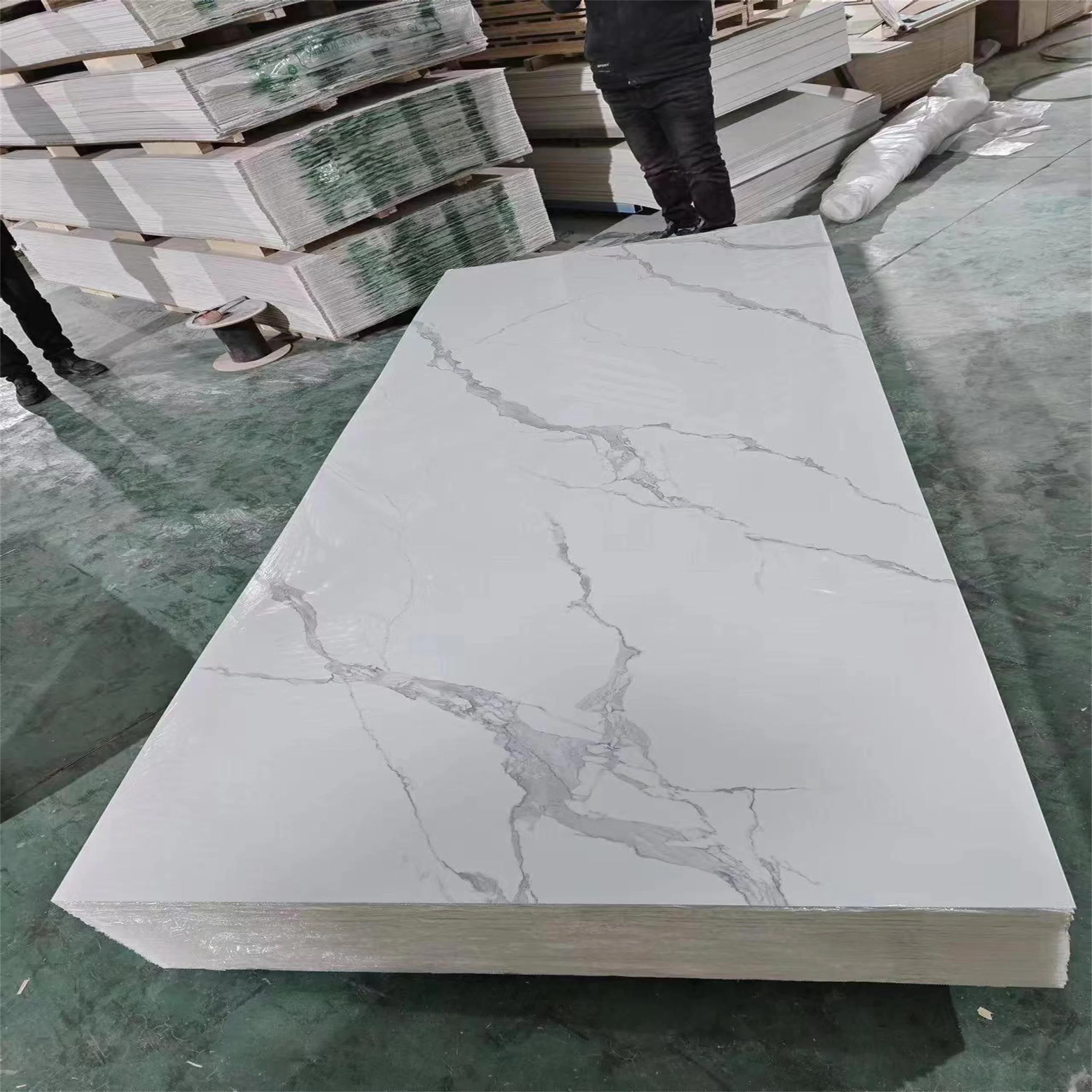 Водонепроницаемый глянцевый ПВХ 1220x2440 высокая гибкость 3d печать УФ мраморный лист для внутреннего декора