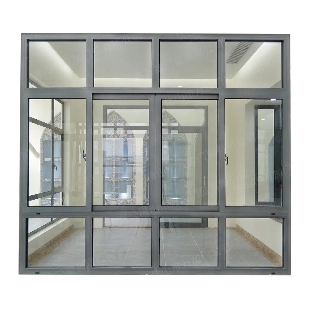 Aluminium Powder Coated Balcony Patio Toughened Glass Sliding Bay Window