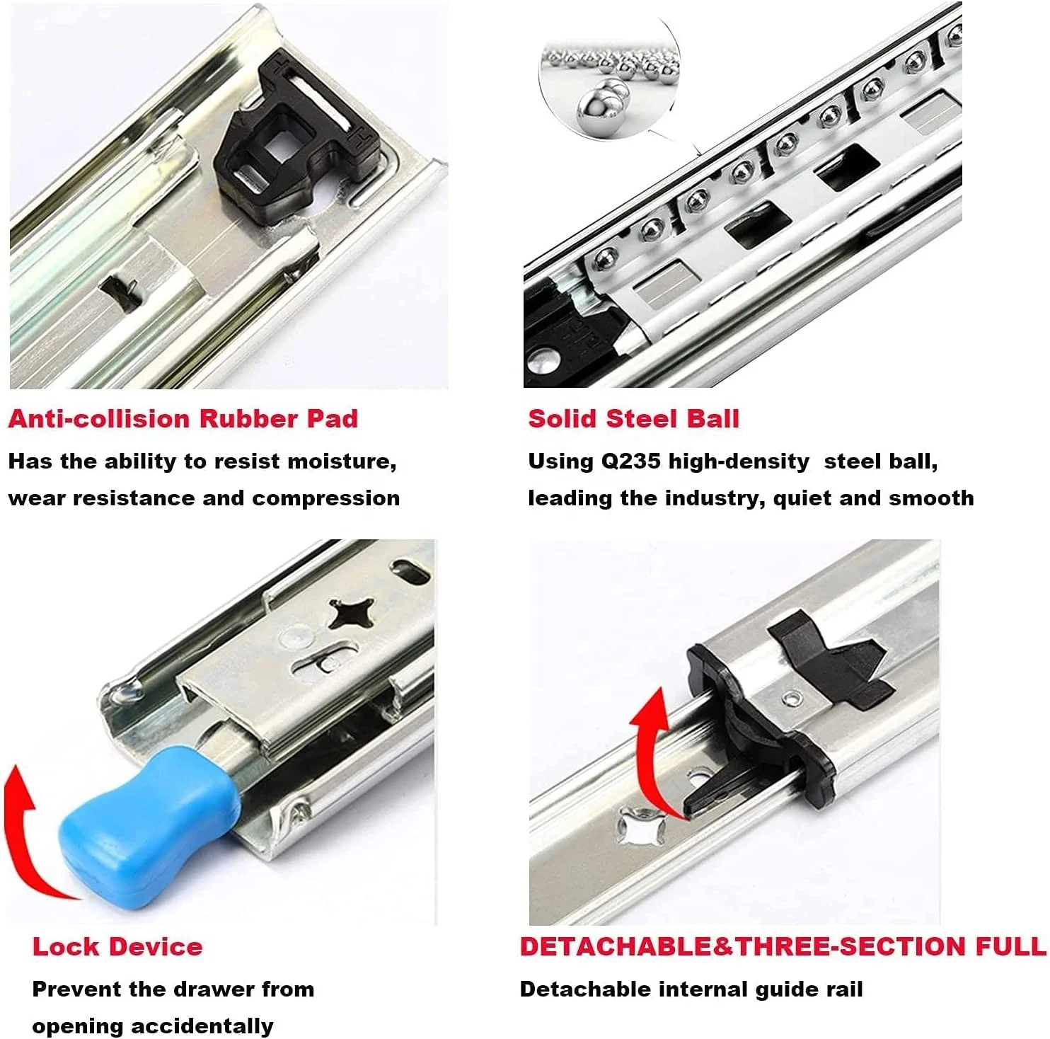 SNEIDA 53mm 120KG Load Rating Heavy Duty locking Drawer Slide rails for camper