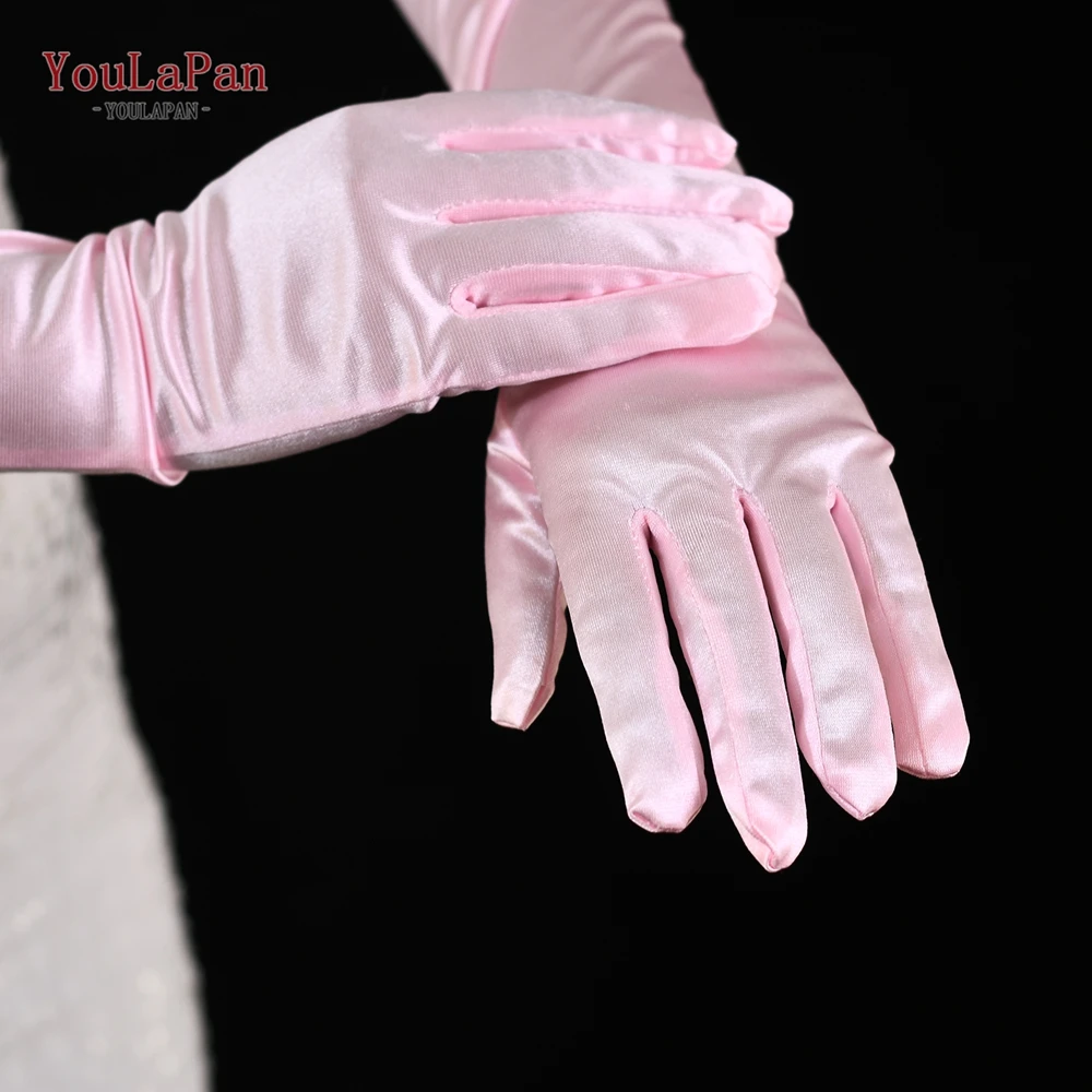 YouLaPan VM43 R Pink Long Opera Party Satin Tea Party Gloves Costume Stretch Adult Size Wedding Bride Long Satin Gloves