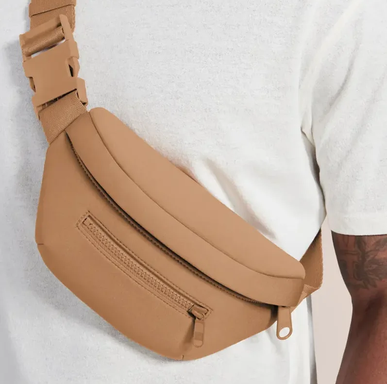 Custom Logo Solid Color Fashion Adjustable Belt Women Neoprene Chest Waist Bum Bag Soft Fanny Pack for men