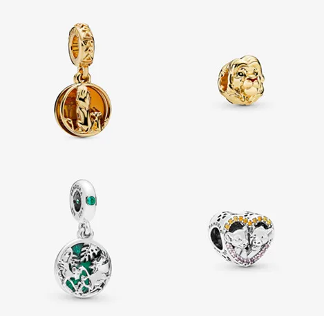 925 Sterling Silver Lion King Simba Nala Timon Pumbaa Charms Pendant Beads Fit Bracelets Bangles Necklace DIY Jewelry