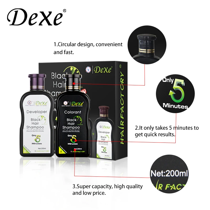 sachets black hair shampoo korea indian free hair dye without chemicals samples of Dexe best sale for women and men