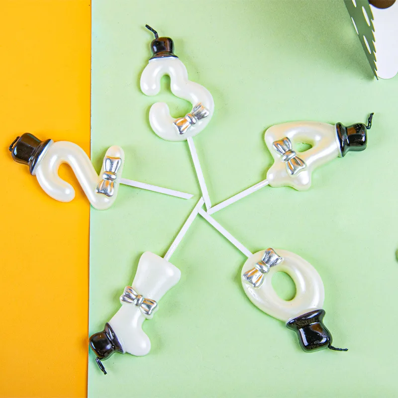 Wholesale Custom White Top Hat with Bow Birthday Cake Decorating Candle