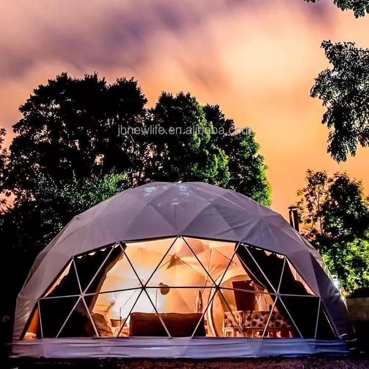Outdoor Camping Prefab Waterproof Glamping Geodesic Dome House Luxury Tent For Resort