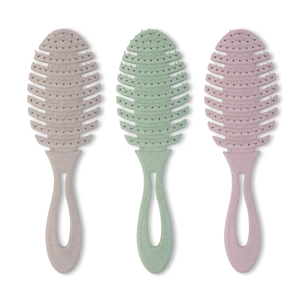 Degradable 2020 New Design Essential Eco Wheat Vent Hair Brush For Curly Hair