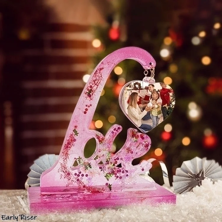 Early Riser DIY Crystal Epoxy Mirror Resin Heart Shaped Photo Frame Pendant Table Silicone Mold Christmas Decoration