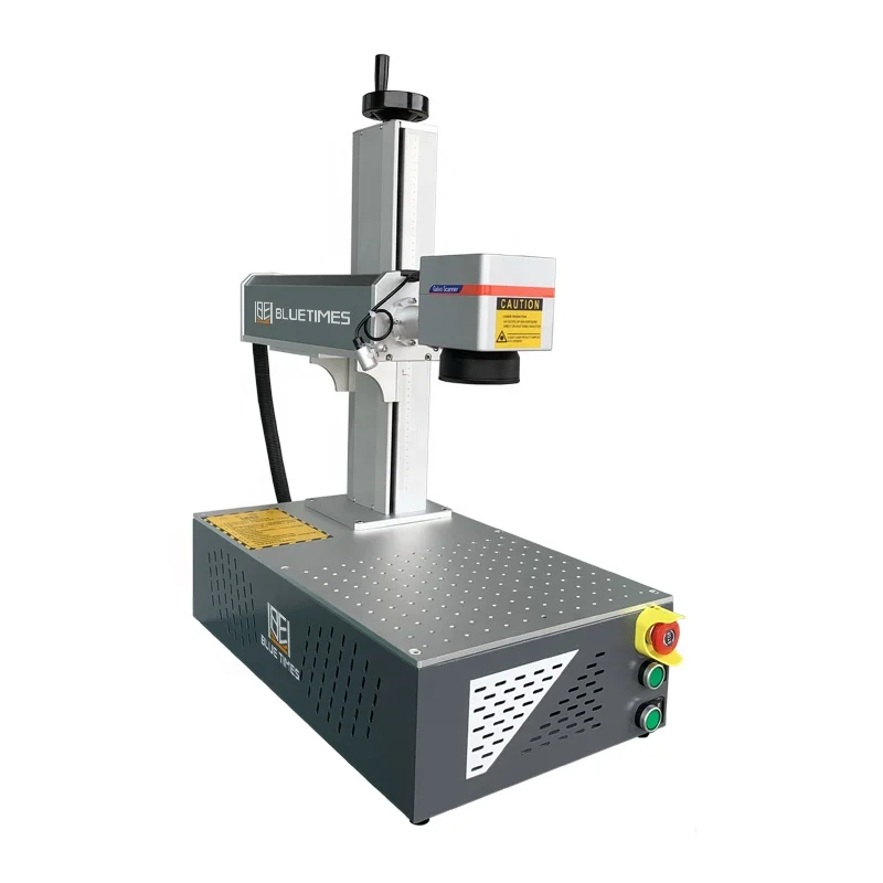 Bluetimes 30w 50w optical portable fiber laser marking machine with rotary