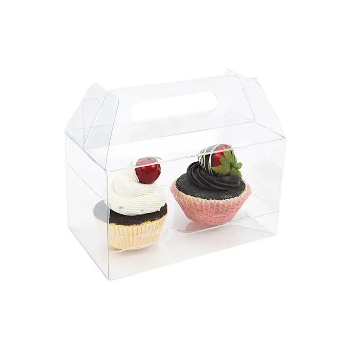 6 Single Clear Plastic Cupcake Box Container With Handle Packaging 2 Cupcake Boxes With Inserts Recyclable