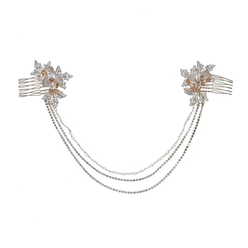 2020 Jewelry  Bridal  Rhinestone  Hair Comb Wedding Handmade Hair Accessories Flower Bridal HairJewelry