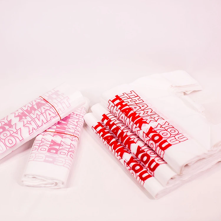 Small Vest Bag Biodegradable T-Shirt Bags Thank You Reusable Shopping Bags With Logo