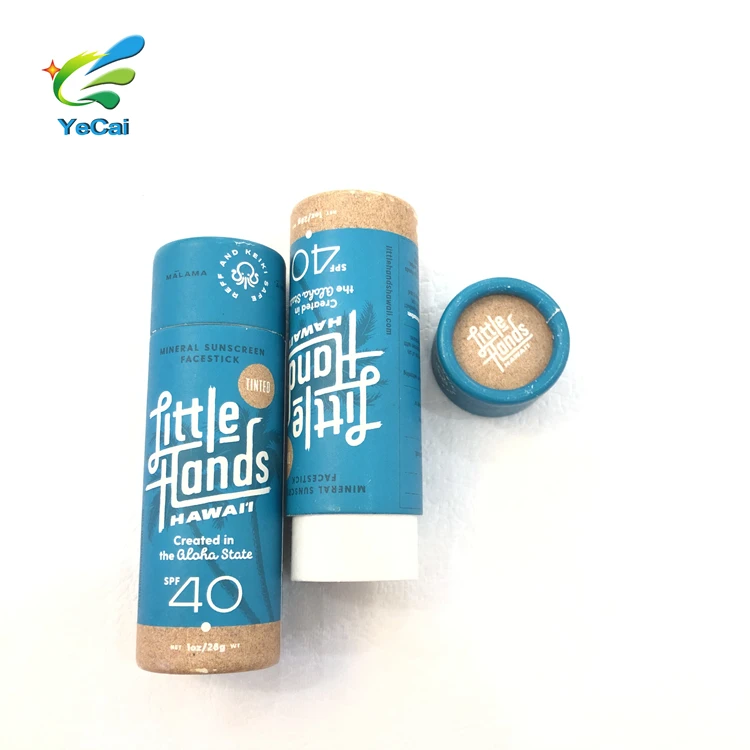 100% biodegradable packaging cardboard push up deodorant stick containers white black brown kraft lip balm cardboard paper tube