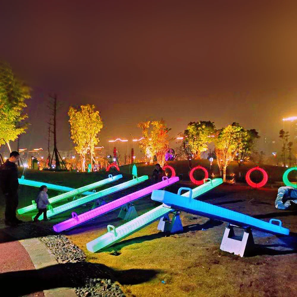 commercial outdoor garden patio kids adult seesaw rgb colors changing teeterboard led see saw illuminated seesaw playground