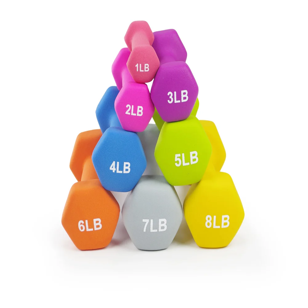 neoprene dumbbell Hexagon Workout Dumbbell Hand Weight Neoprene Coated Dumbbell Set of 2 Dumbbells Set,1-15 LB, Anti-Slip