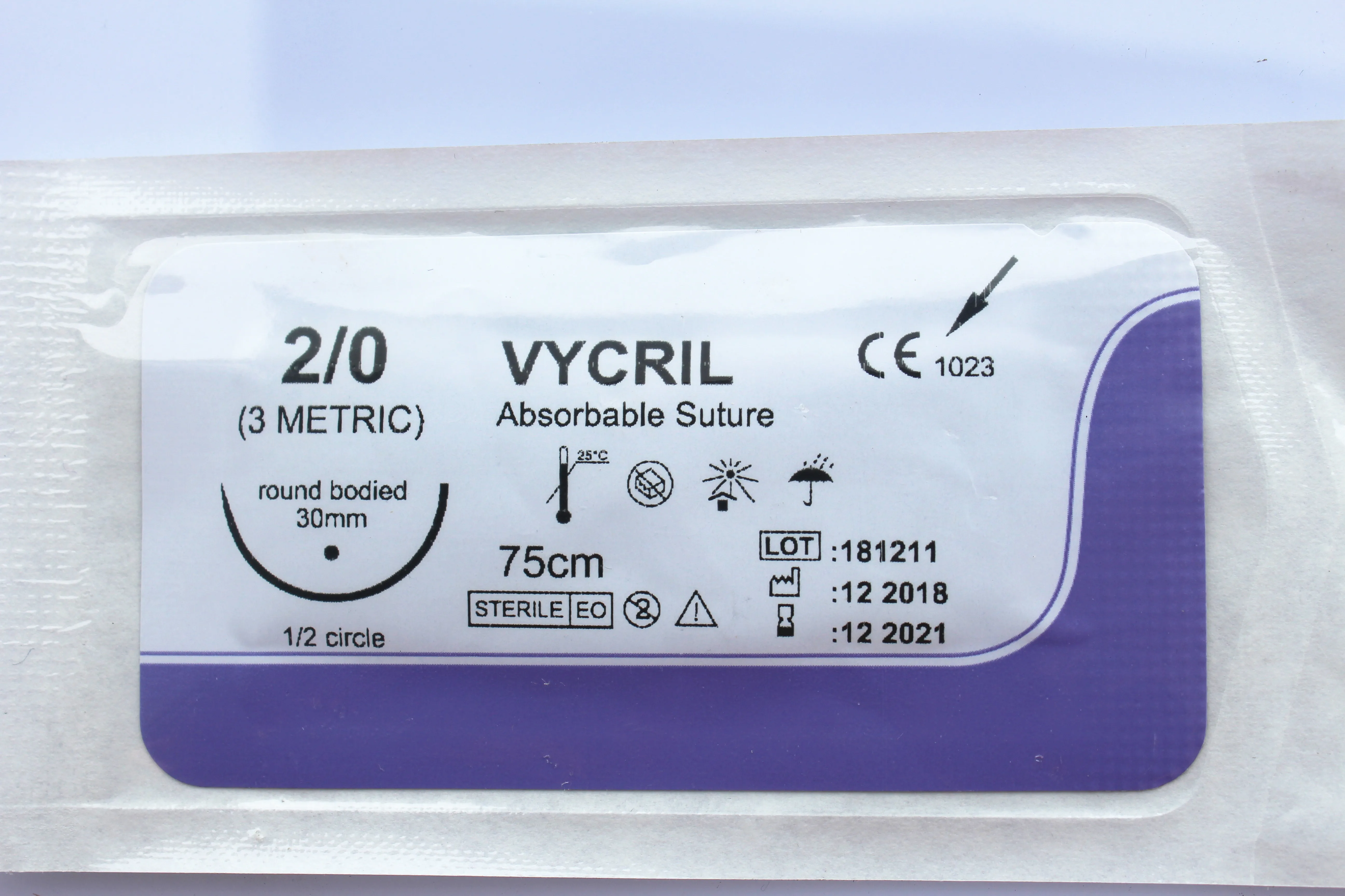 Медицинская поставка 2/0 3/0 4/0 Моноволокно неабсорбируемые хирургические швы с иглой