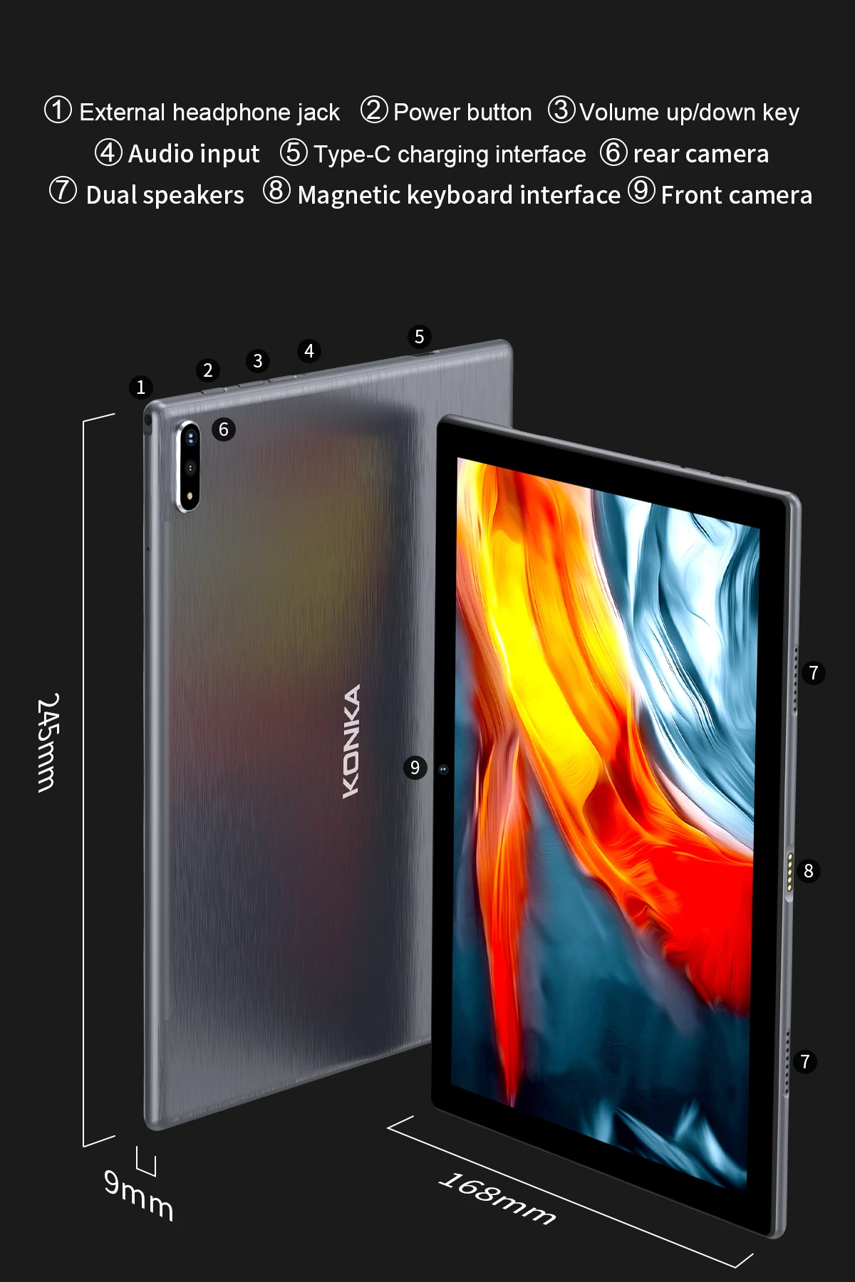 New Konka N188 4G Talking Tablet PC 10 1 Inch 4GB 128GB 6000mAh Battery Android 11 Stylish High Performance Tablet PC