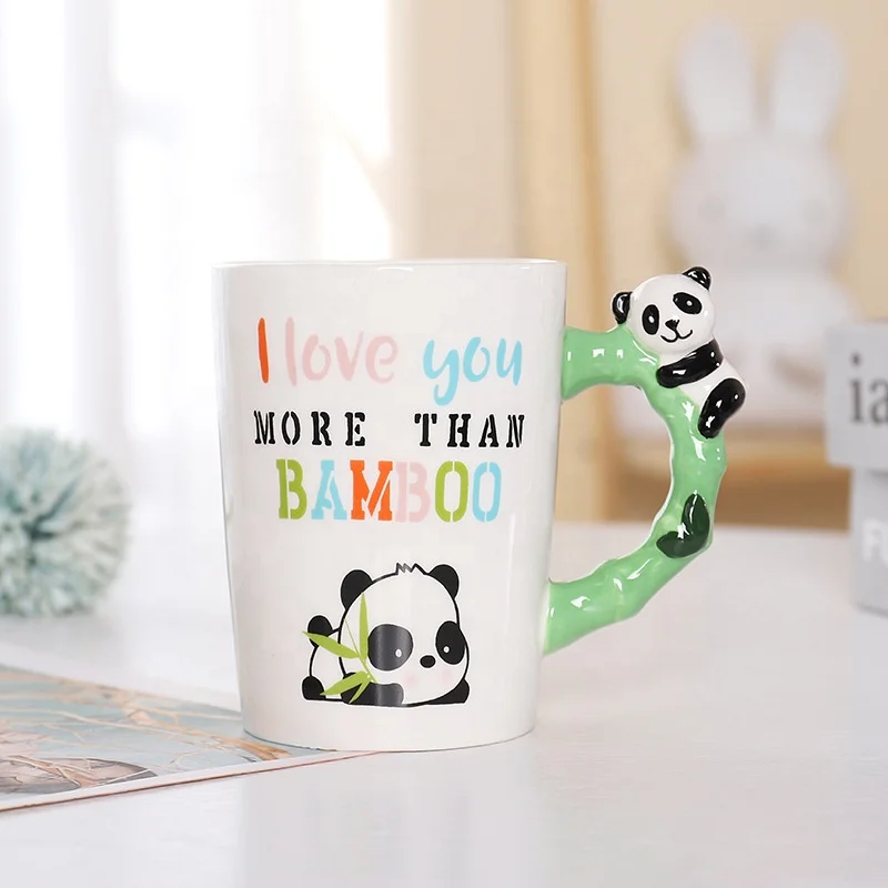 Custom Cartoon Animal Drinkware Cute Cup Milk Tea Coffee 3d Cat Fox Panda Ceramic Mug For Gift