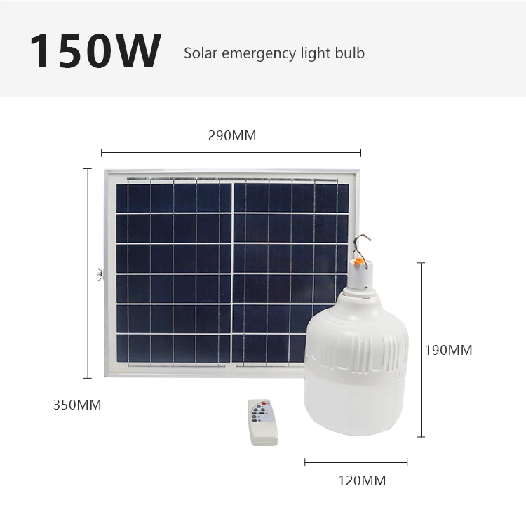 
Wholesale low price outdoor remote control portable 40W 80W 100W 150W rechargeable solar light bulb 